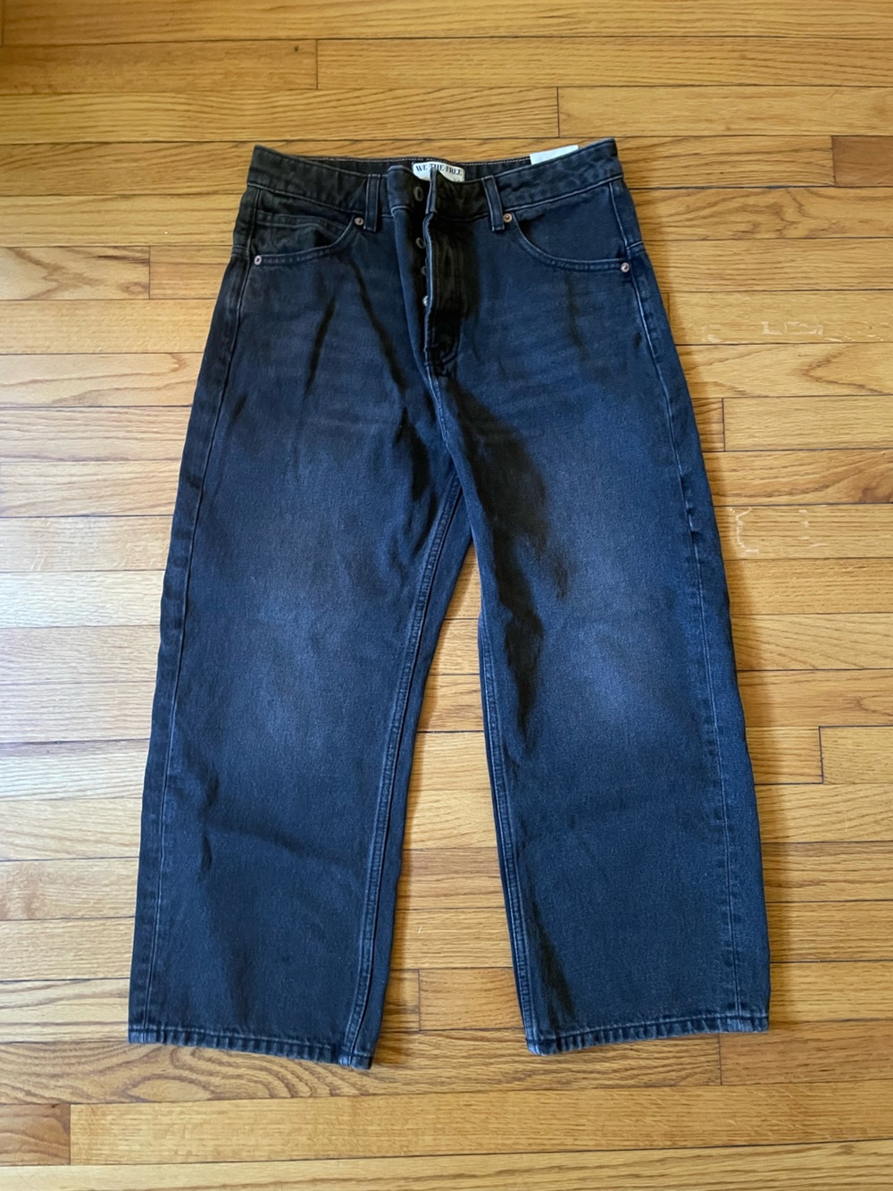 Free People Faded Black Mid-Rise Boyfriend Jeans